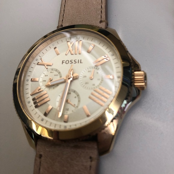 Cecile Multifunction Sand Leather Watch - Picture 3 of 5